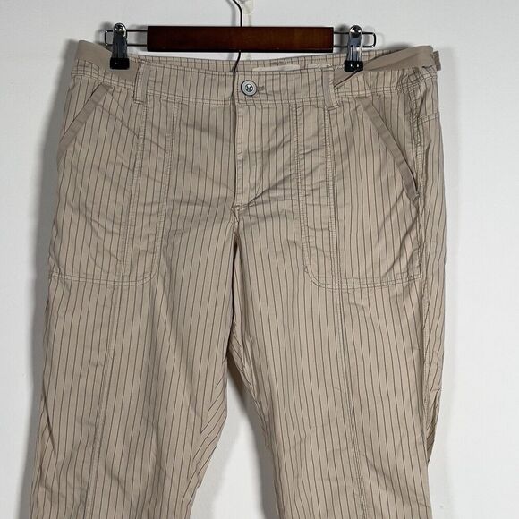 Anthropologie Hei Hei Raye Fold Over Cropped Pants Womens Sz 31 Cream Striped - Picture 3 of 16